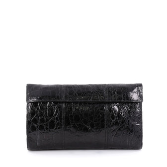 Nancy Gonzalez Flap Clutch Crocodile Small Black 2245401