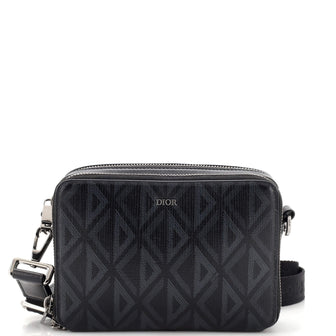 Christian Dior Double Zip Crossbody Pouch CD Diamond Coated Canvas