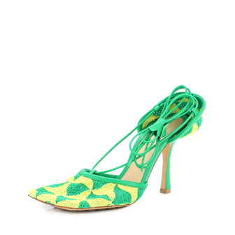 Bottega Veneta Women's Stretch Ankle Tie Heeled Sandals Crochet