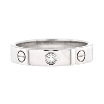 Cartier Love Wedding Band 1 Diamond Ring 18K White Gold with Diamond