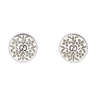 Gucci Icon Blooms Stud Earrings 18K White Gold with Enamel
