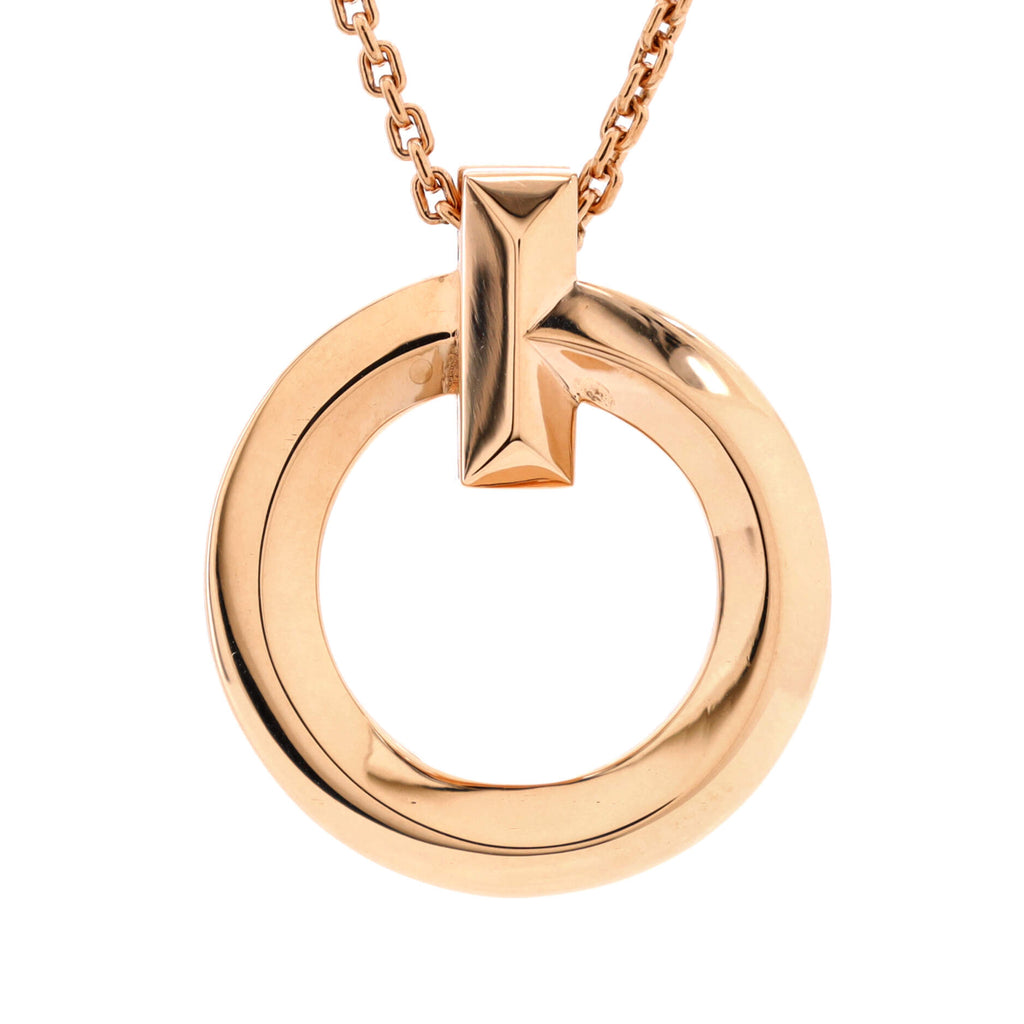 Tiffany & Co. T1 Circle Pendant Necklace 18K Rose Gold Small  display picture 3
