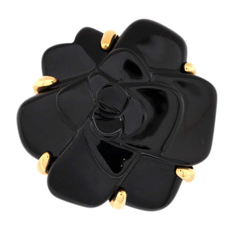 Chanel Camellia Ring 18K Yellow Gold and Onyx