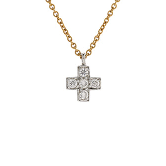 Tiffany & Co. Cruciform Cross Pendant Necklace 18K Yellow Gold and Platinum with Diamonds