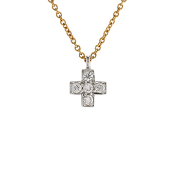 Tiffany & Co. Cruciform Cross Pendant Necklace 18K Yellow Gold and Platinum with Diamonds