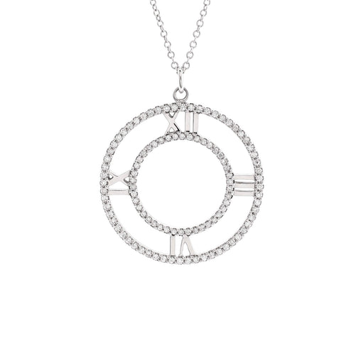 Tiffany & Co. Atlas Open Medallion Pendant Necklace 18K White Gold