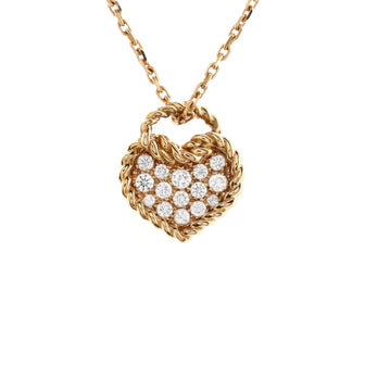 Cartier Torta Heart Pendant Necklace 18K Rose Gold with Pave Diamonds