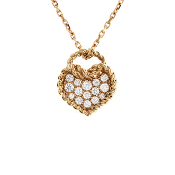 Cartier Torta Heart Pendant Necklace 18K Rose Gold with Pave Diamonds