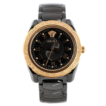 Versace One Glamour 63Q Quartz Watch Gold Plated Stainless Steel and Ceramic with Diamond Bezel and Markers 34