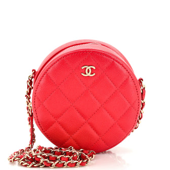 Chanel Round Clutch with Chain Quilted Caviar Mini