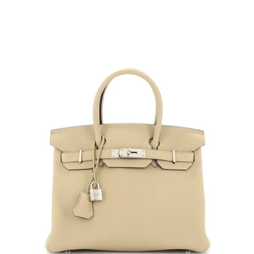 Hermes Birkin Handbag Light Togo with Palladium Hardware 30