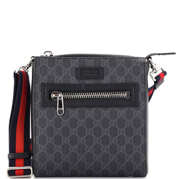 Gucci Web Strap Front Zip Messenger Bag GG Coated Canvas Small