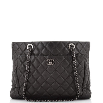 Chanel CC Front Pocket 2 Compartment Chain Tote Quilted Caviar