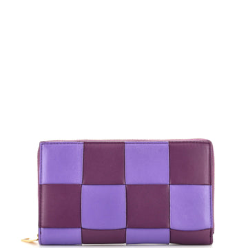 Bottega Veneta Cassette Zip Around Wallet Maxi Intrecciato Leather Long