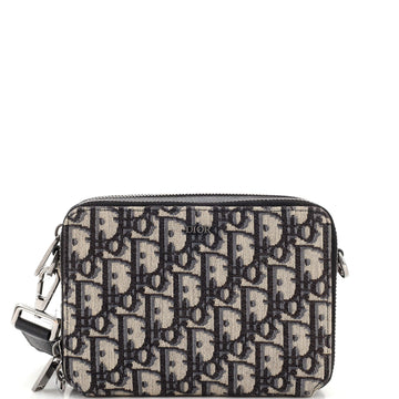 Christian Dior Double Zip Crossbody Pouch Oblique Canvas