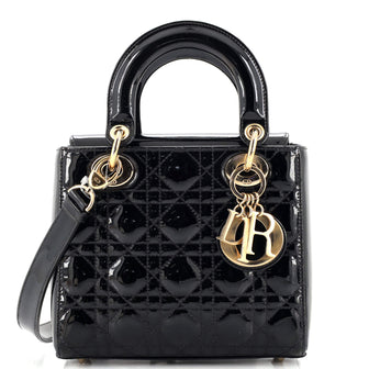 Christian Dior Lady Dior Bag Cannage Quilt Patent Small