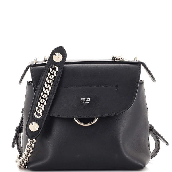 Fendi Back to School Backpack Leather Mini Black 224646177