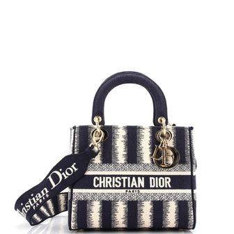 Christian Dior Lady D-Lite Bag Striped Canvas Medium