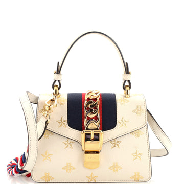 Gucci Sylvie Top Handle Bag Printed Leather Mini