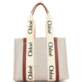 Chloe Woody Tote Canvas with Leather Medium