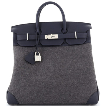 Hermes HAC Birkin Bag Todoo Wool and Blue Togo with Palladium Hardware 40