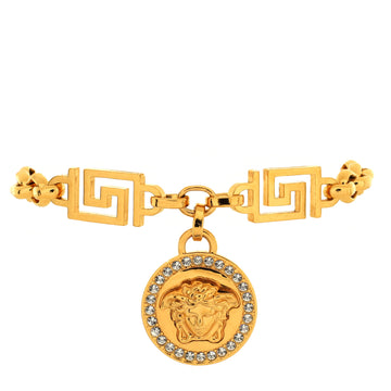 Versace Medusa Greek Key Link Bracelet Metal with Crystals