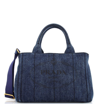 Prada Canapa Convertible Tote Denim Mini