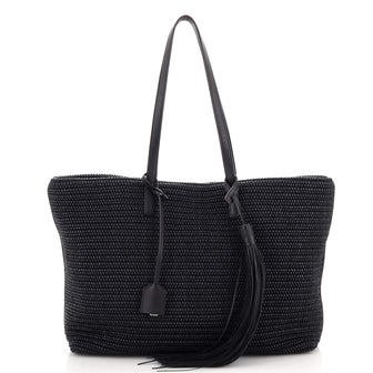 Saint Laurent Shopper Tote Woven Raffia East West