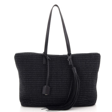 Saint Laurent Shopper Tote Woven Raffia East West
