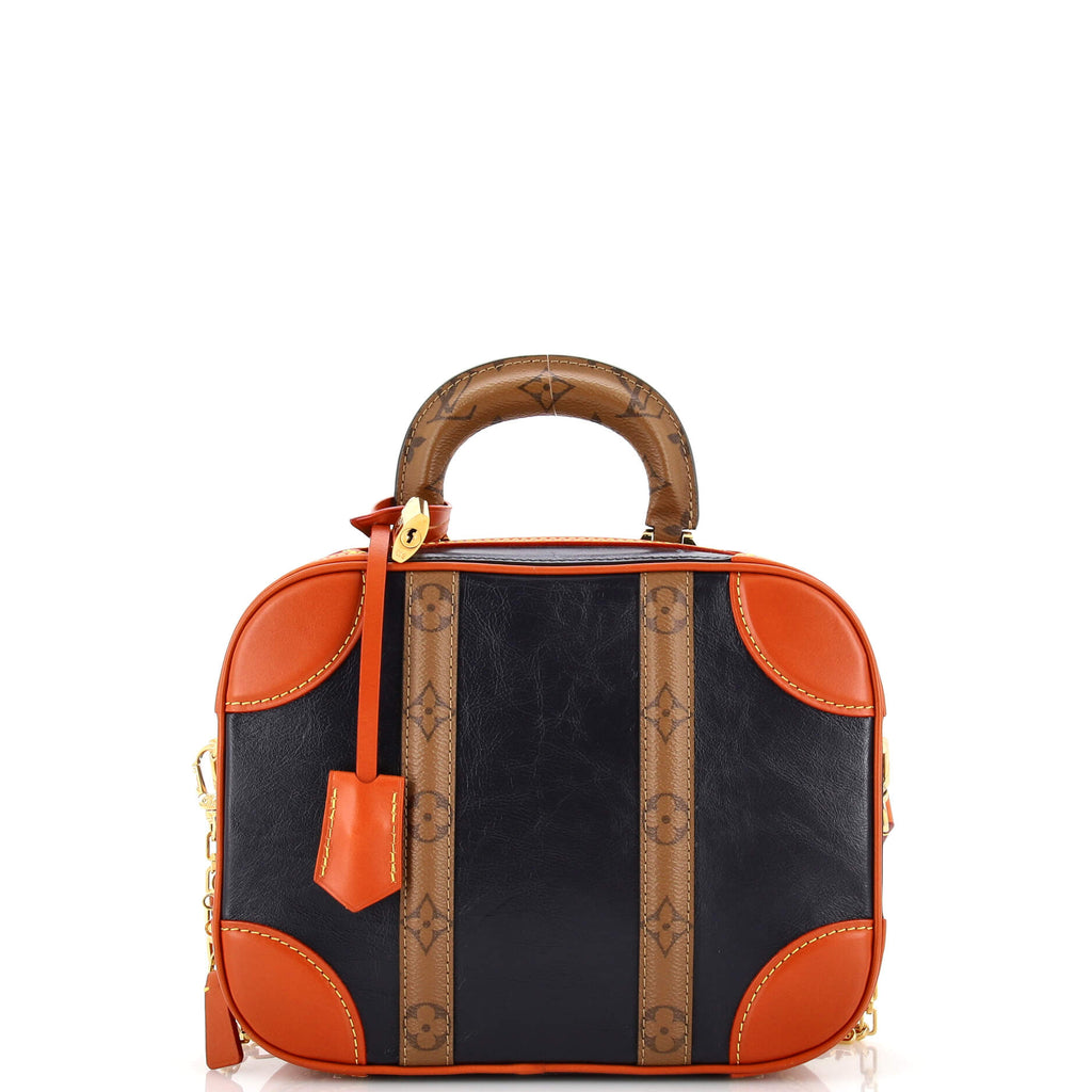 Louis Vuitton Valisette Handbag Calfskin with Reverse Monogram Canvas PM  Blue 2246462
