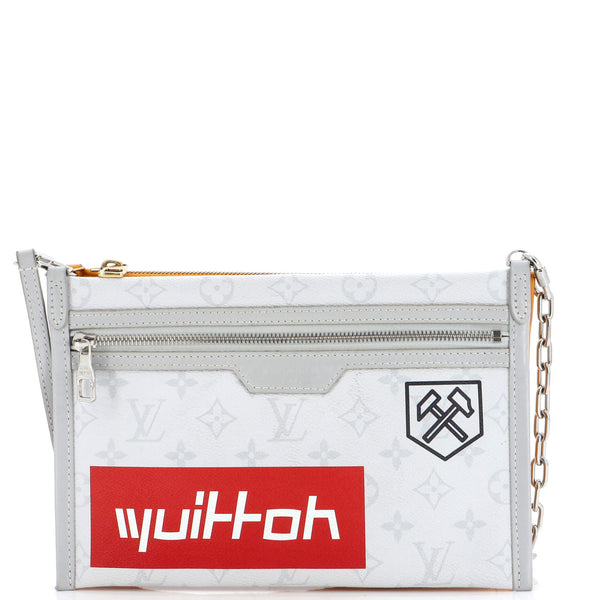 White Louis Vuitton Monogram Double Flat Messenger Crossbody Bag