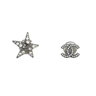 Chanel CC Star Spiral Hair Pin Set Metal with Crystals Black 224646323