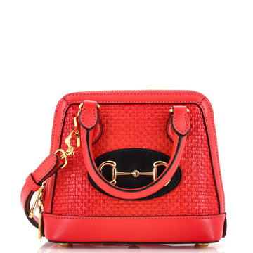 Gucci Horsebit 1955 Top Handle Bag Raffia Mini