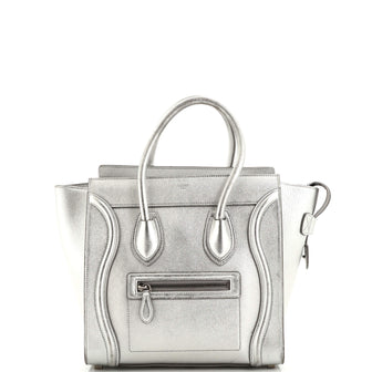 Celine Luggage Bag Metallic Leather Micro