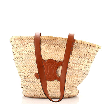 Celine Triomphe Basket Shoulder Bag Raffia with Leather Medium