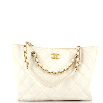 Chanel CC Trapezoid Chain Shopping Tote Quilted Caviar Small