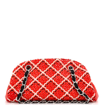 Chanel Just Mademoiselle Bag Woven Stitch Patent Small