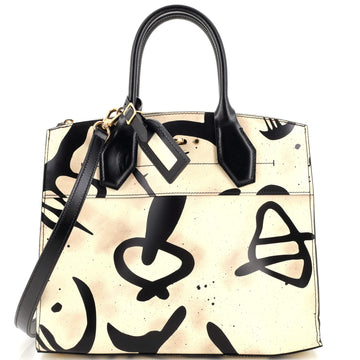 Louis Vuitton City Steamer Handbag Tribal Print Leather MM