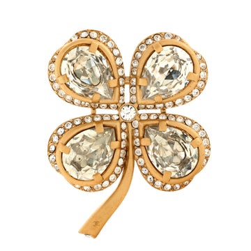 Chanel Clover Brooch Metal and Crystals