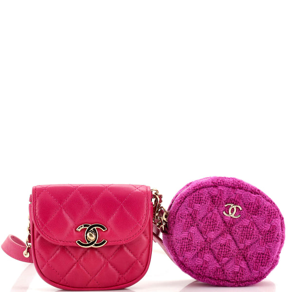 Chanel Red Quilted Lambskin New Clutch With Chain