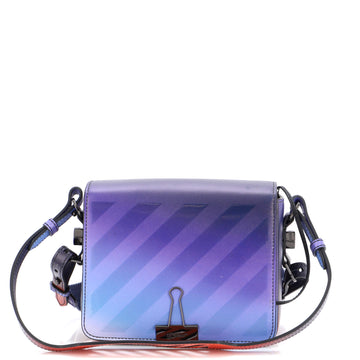 Off White Binder Clip Flap Bag Striped Leather Small