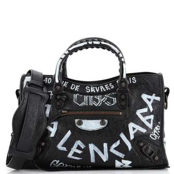 Balenciaga City Graffiti Classic Studs Bag Leather Small