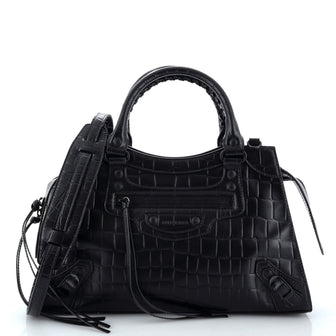 Balenciaga Neo Classic City Bag Crocodile Embossed Leather Small