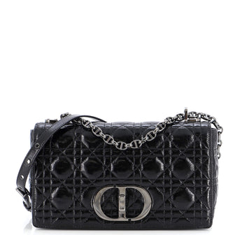 Christian Dior Caro Bag Cannage Crinkled Patent Medium
