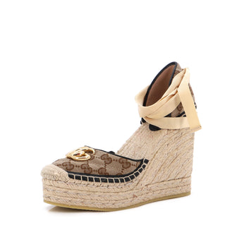Gucci Women's GG Marmont Wedge Espadrilles Diagonal Quilted GG Canvas