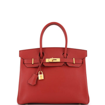 Hermes Birkin Handbag Red Epsom with Gold Hardware 30