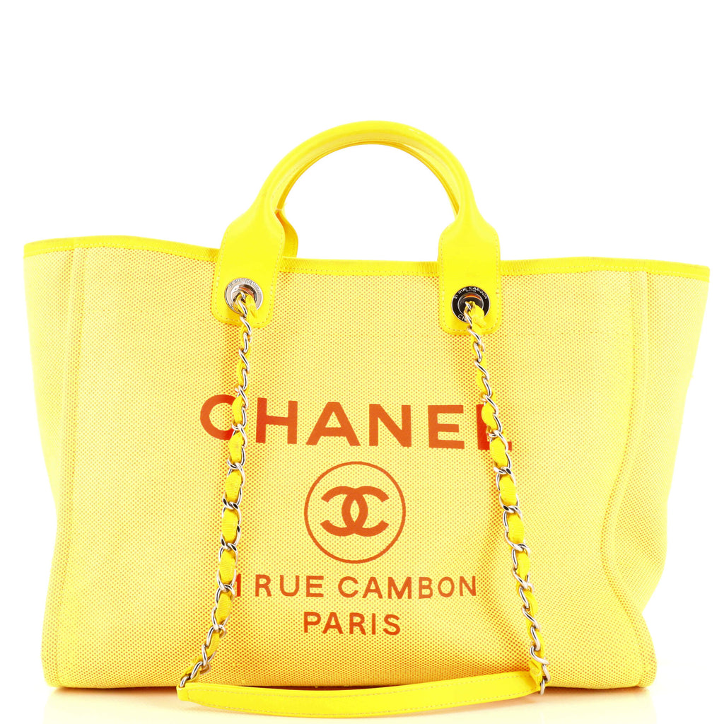 Chanel Deauville Tote Canvas Medium Yellow
