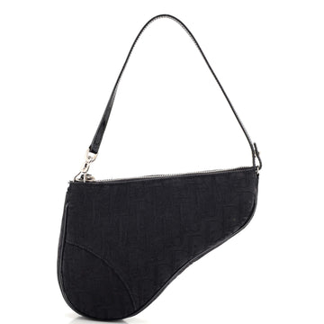 Christian Dior Vintage Saddle Bag Diorissimo Canvas Mini