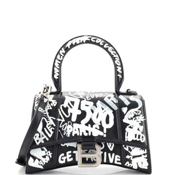 Balenciaga Graffiti Hourglass Top Handle Bag Leather XS