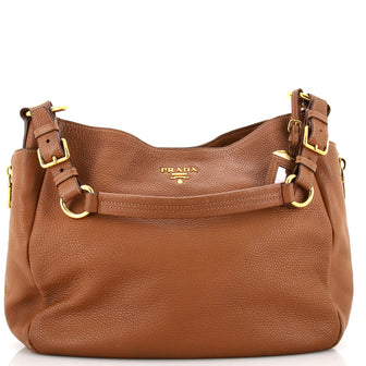 Prada Side Pocket Zip Hobo Vitello Daino Large